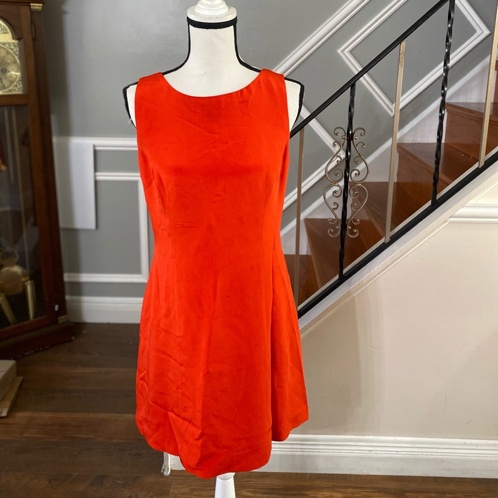 Hugo Buscati Vibrant Orange Silk Sheath Dress